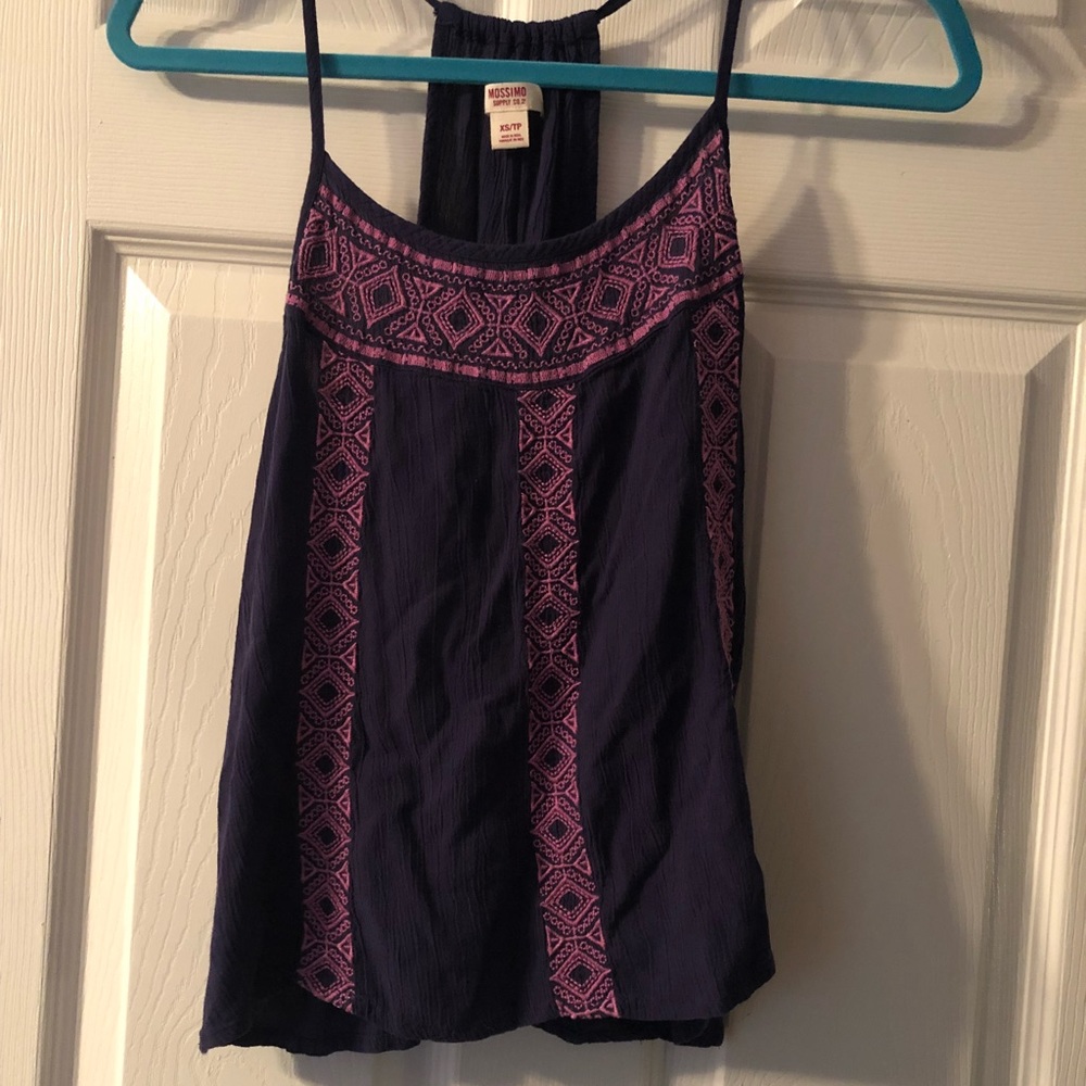 navy & pink high neck tank top